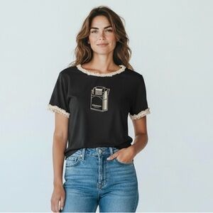 Pretty damage ruffled sleeve crop top juniors large goth